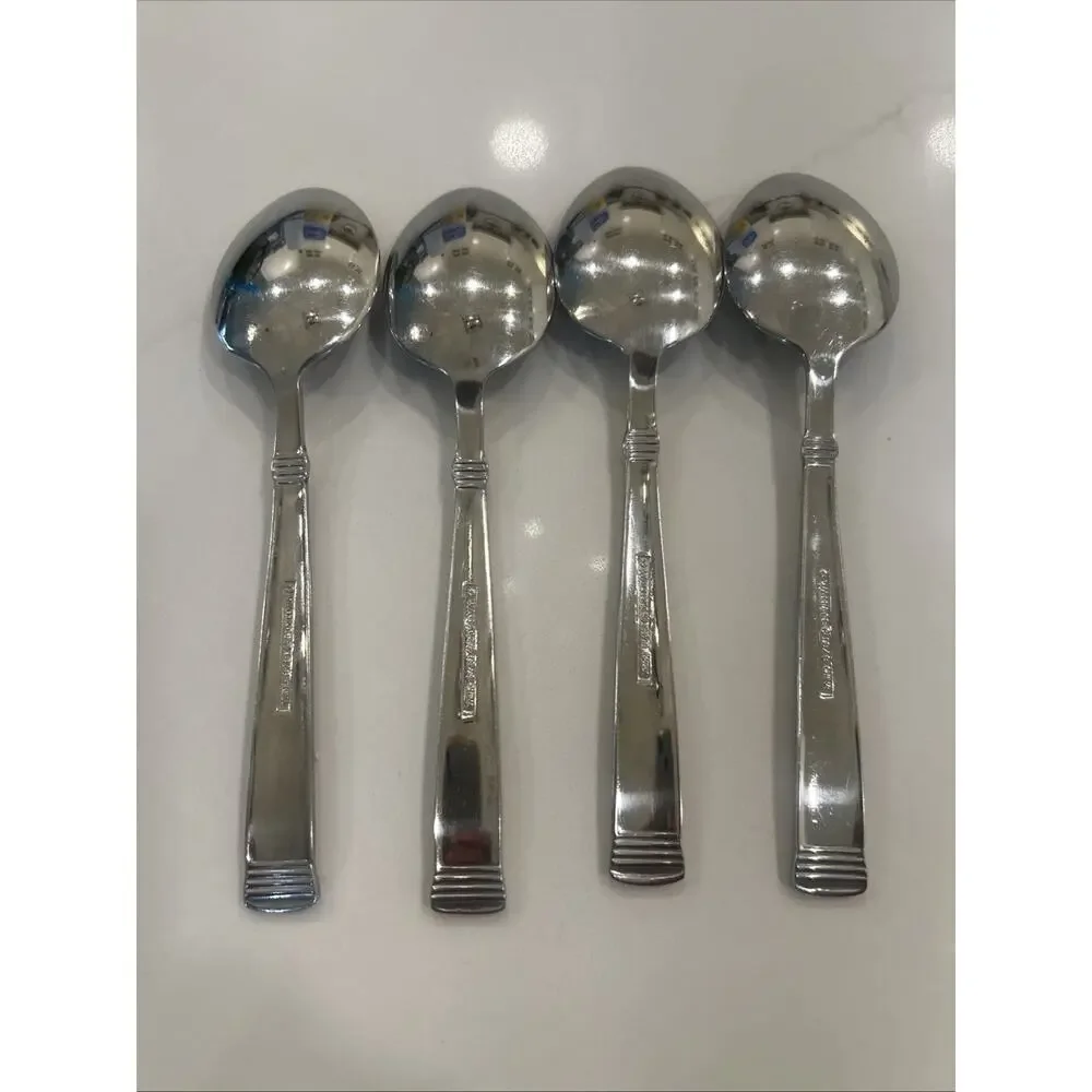 Vtg‎ Wallace NAPOLI-FROST Stainless 18/10 Set of 4 Flatware 7” Dessert Spoons